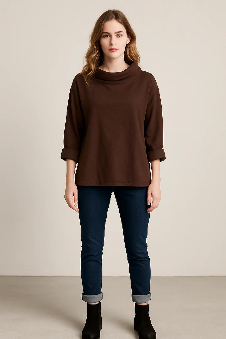 Made in Italy Corduroy  Cowl Neck Top
