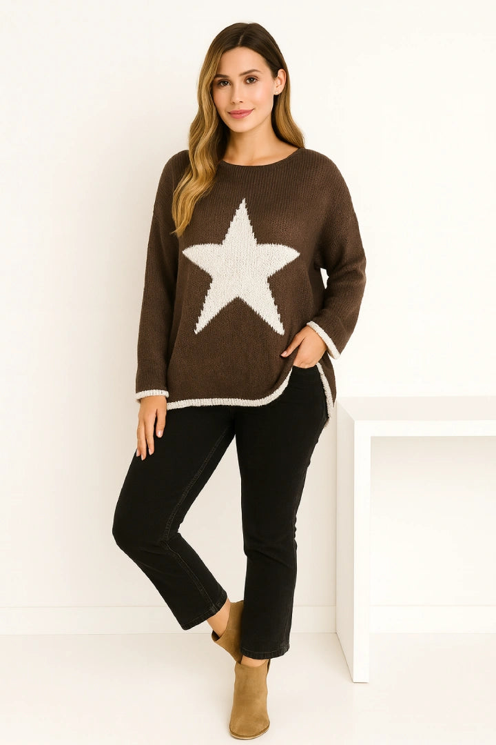 Made in Italy Wool Slouch Star Jumper
