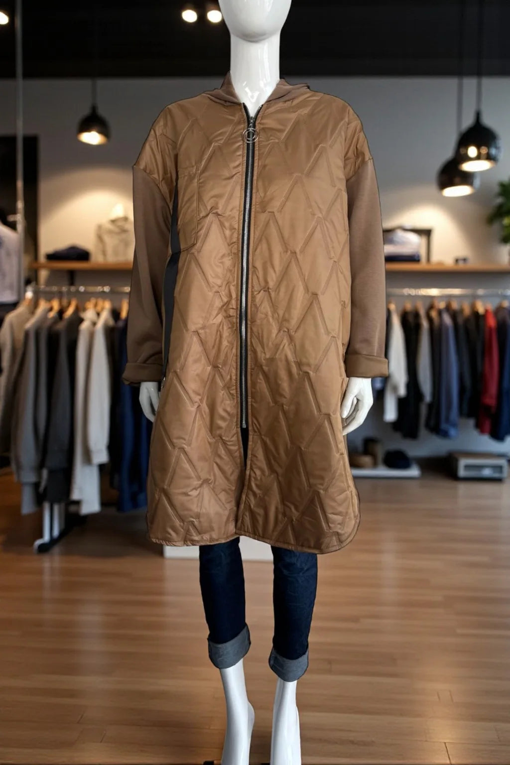 Women's Quilted Puffer Jacket with Zip Closure