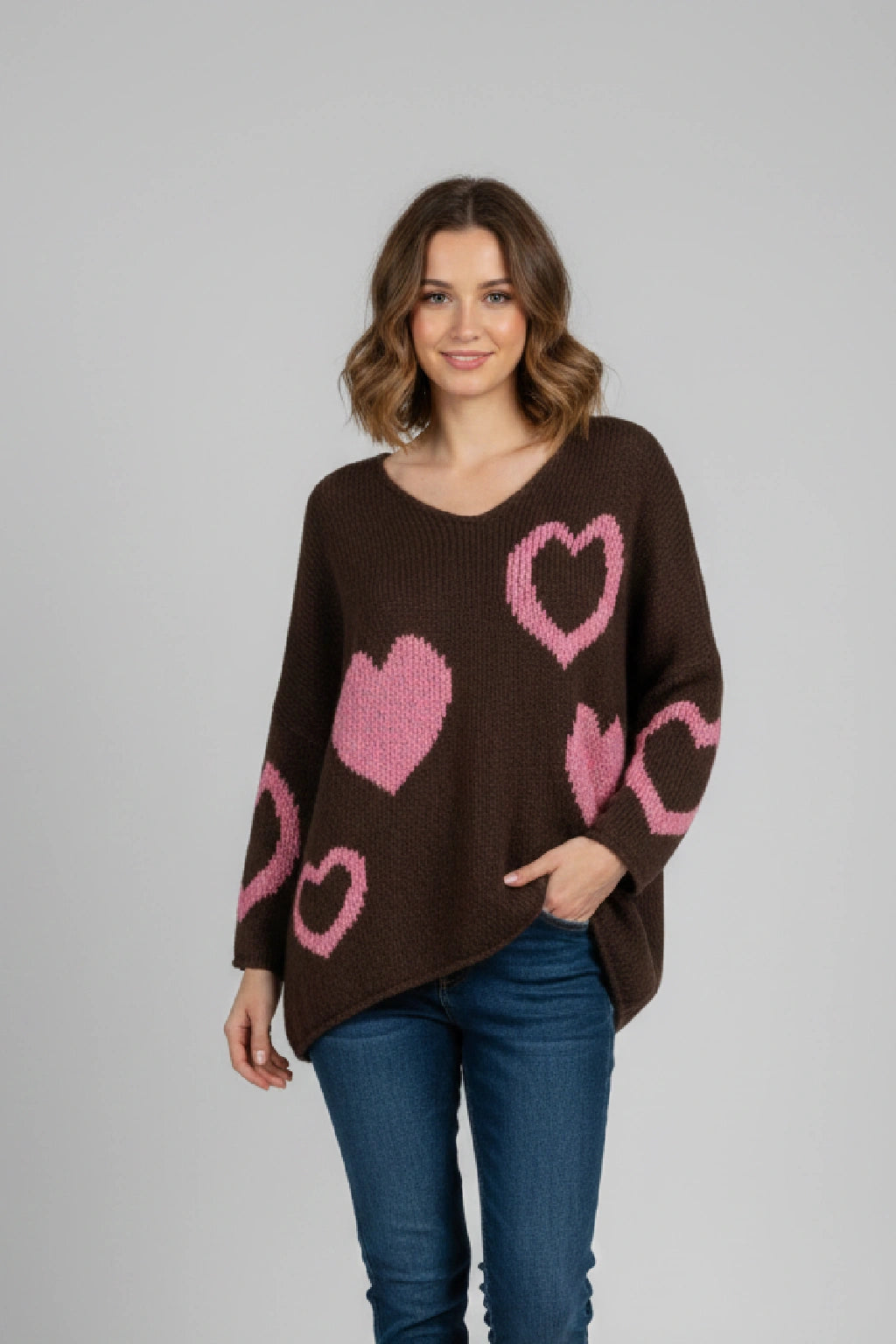 Made in Italy Wool Slouch Heart Jumper
