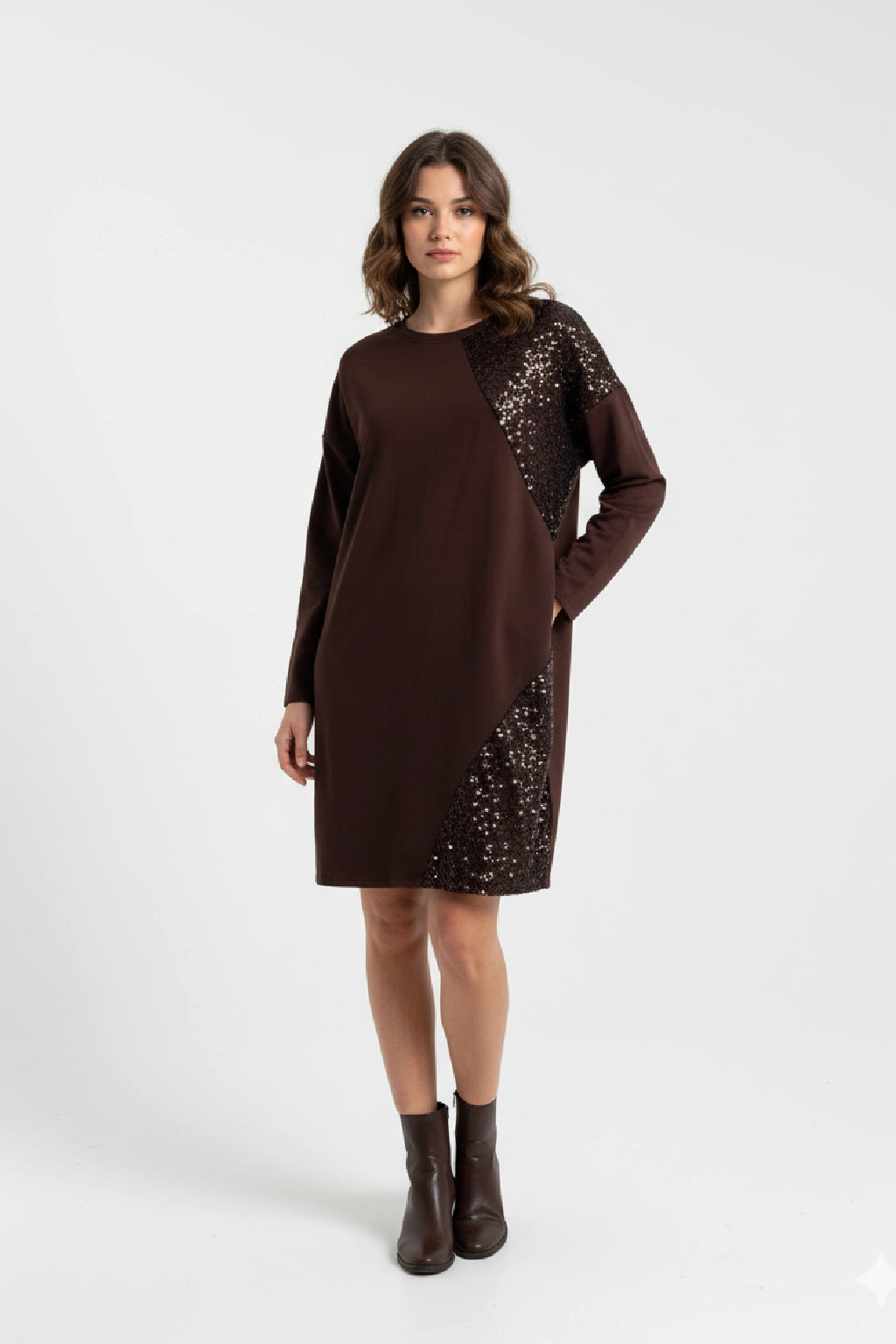 Made in Italy Sequin Trim Dress Partywear