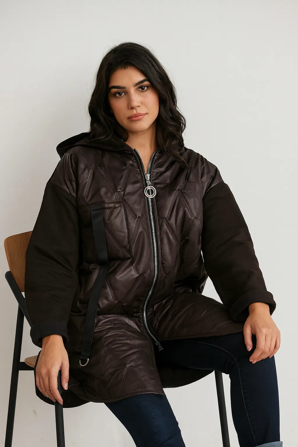 Women's Quilted Puffer Jacket with Zip Closure