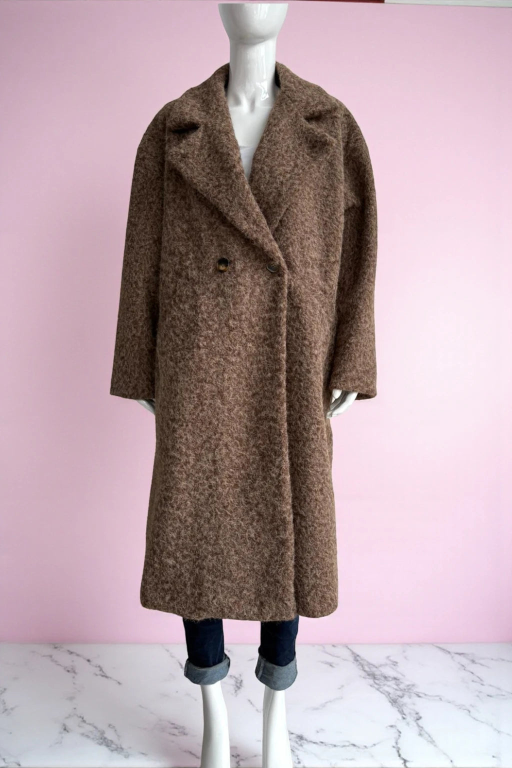 Women's Textured Double-Breasted Coat Lagenlook