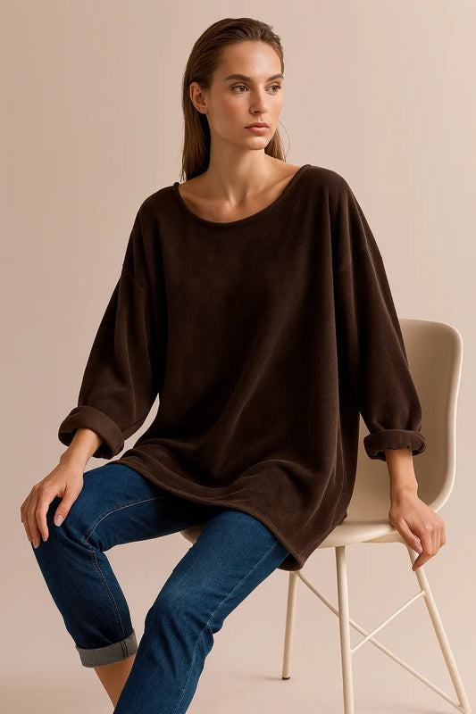 Made in Italy Terry Sweat High Low Top