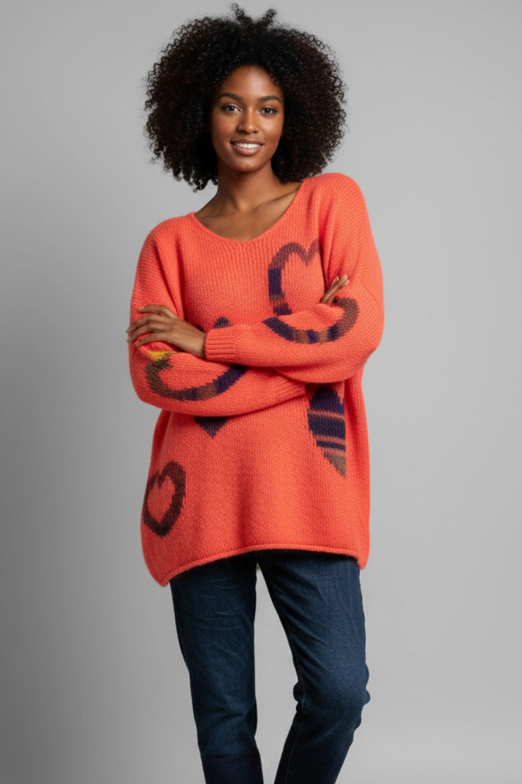 Made in Italy Wool Slouch Heart Jumper
