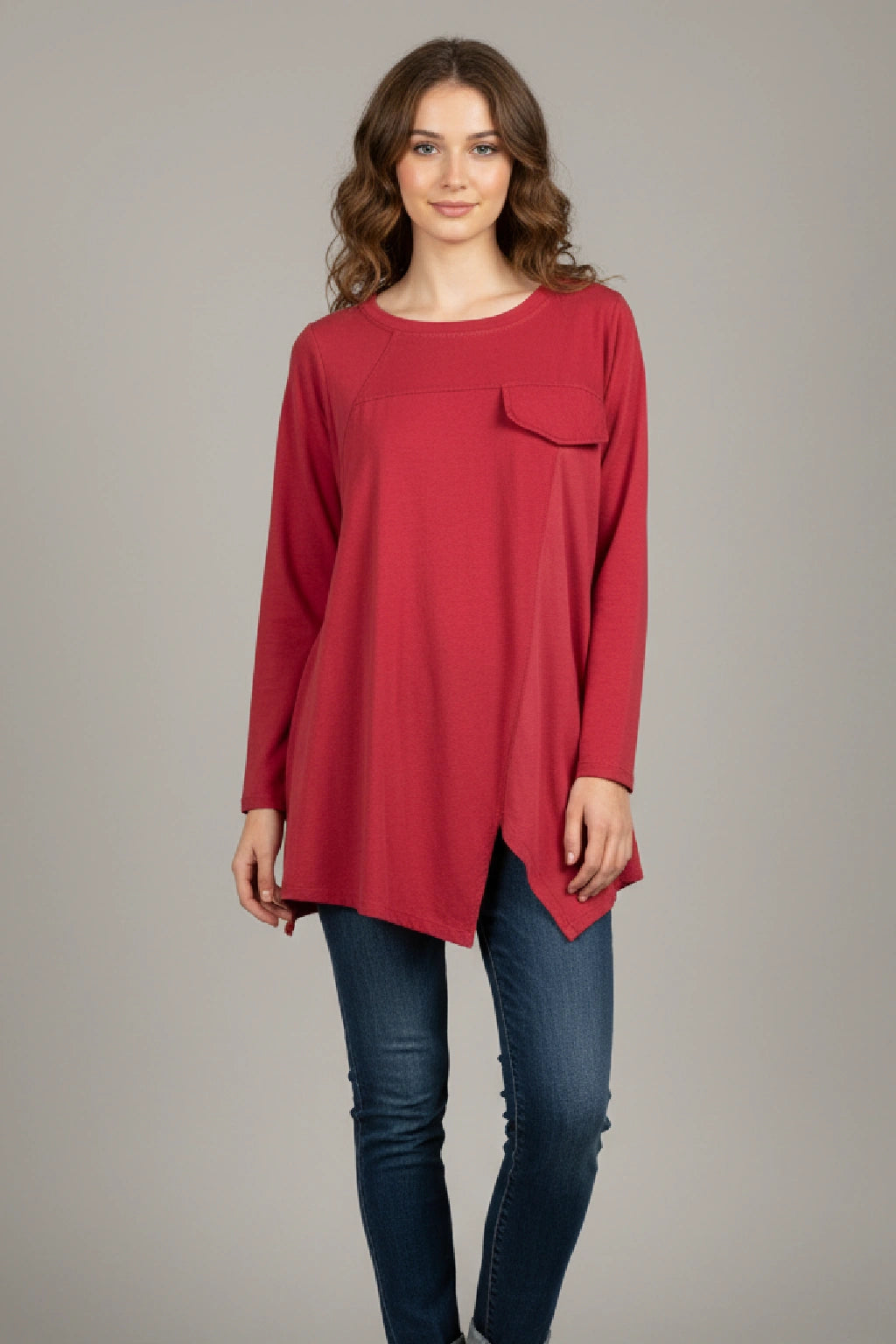 Women's Corduroy Long Sleeve Tunic Top