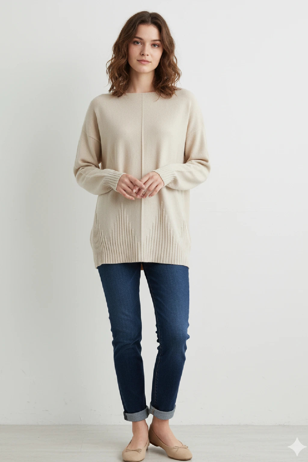 Women's soft knit Ribbed Hem Jumper
