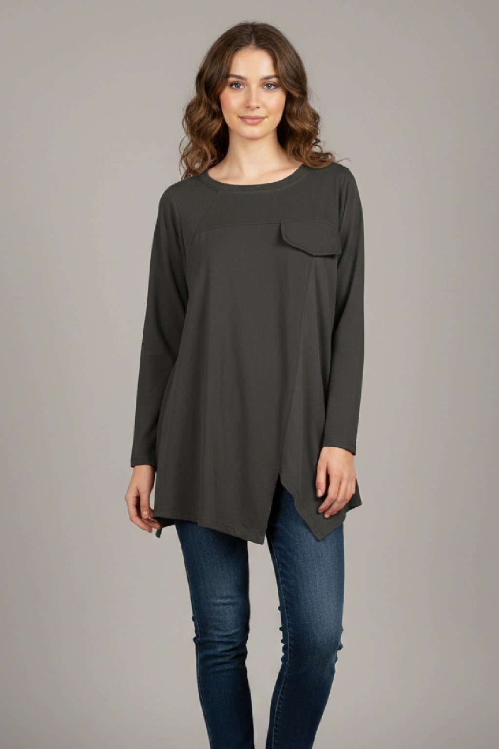Women's Corduroy Long Sleeve Tunic Top