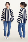 Zetaotto Balloon Sleeve Stripe Jumper