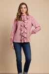 Made in Italy Cotton Plaid Frill Blouse