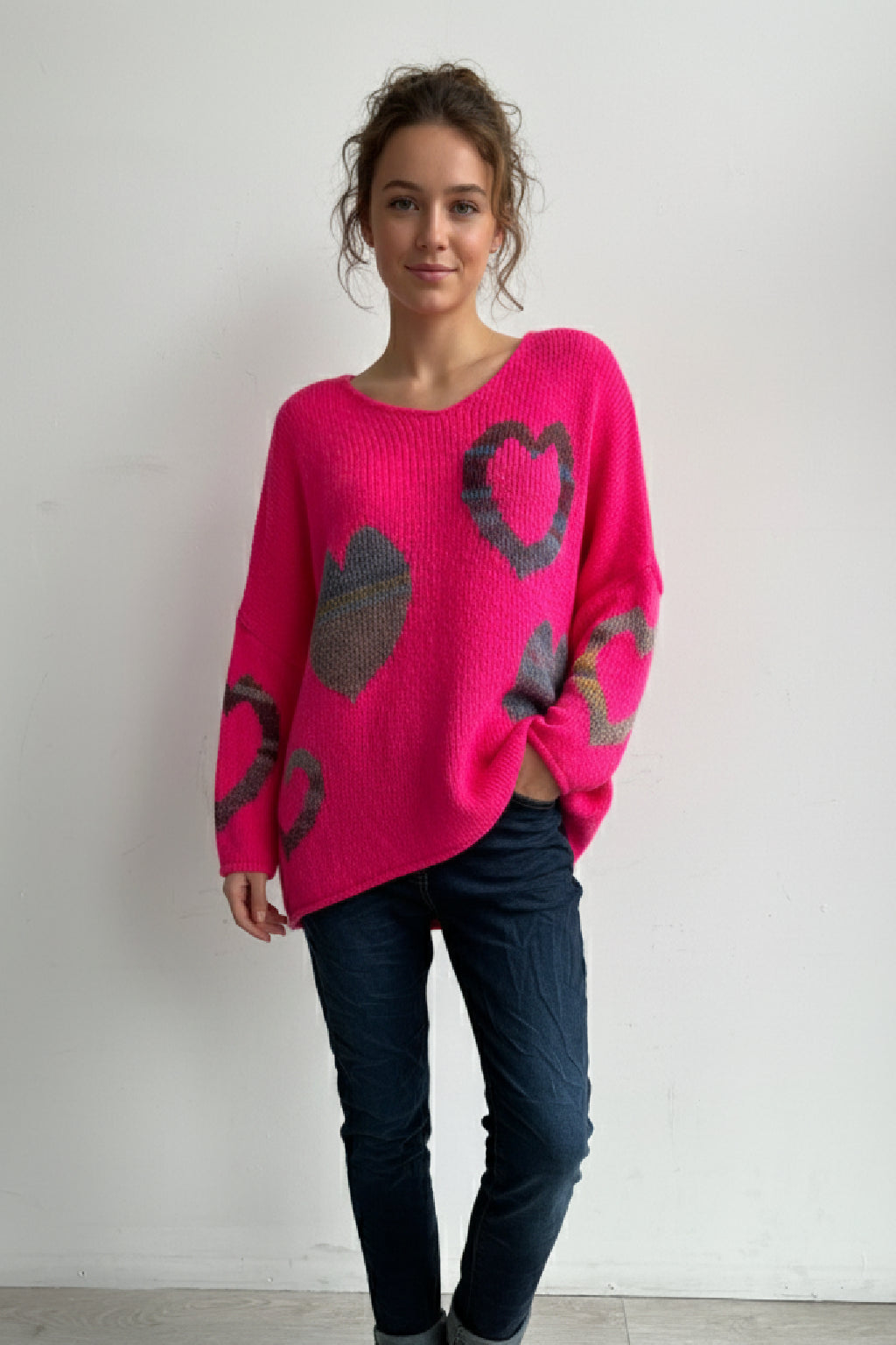 Made in Italy Wool Slouch Heart Jumper