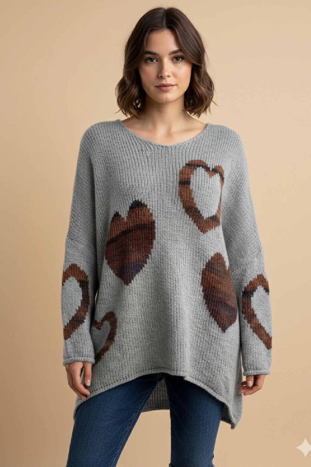 Women's Wool Heart Knit Slouch Jumper