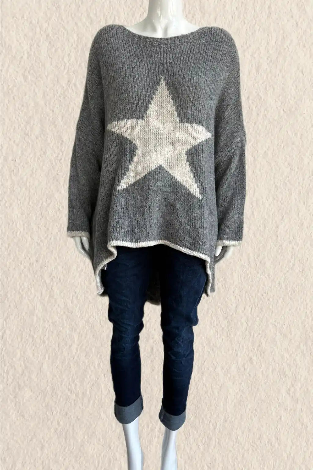 Made in Italy Wool Slouch Star Jumper