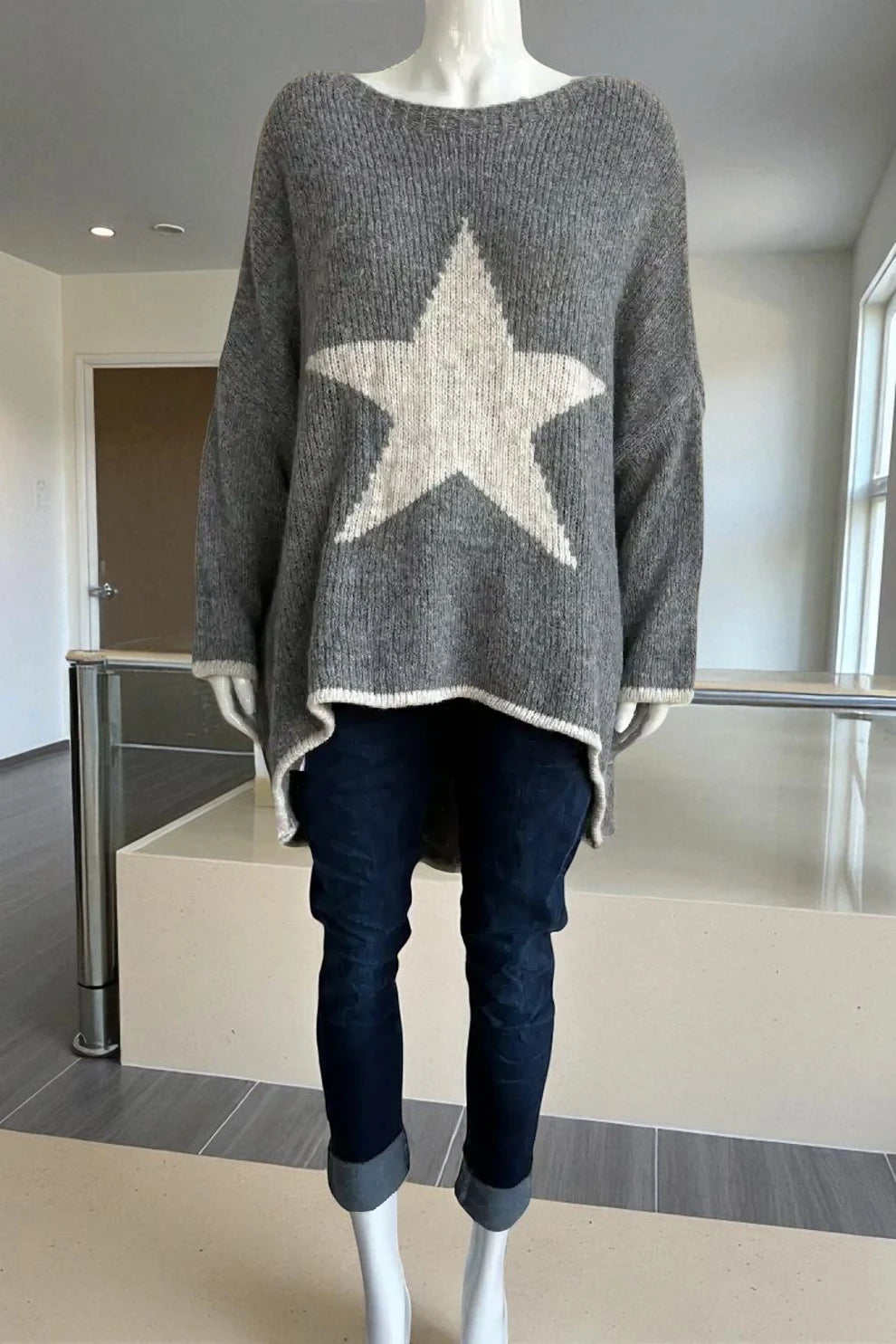 Made in Italy Wool Slouch Star Jumper
