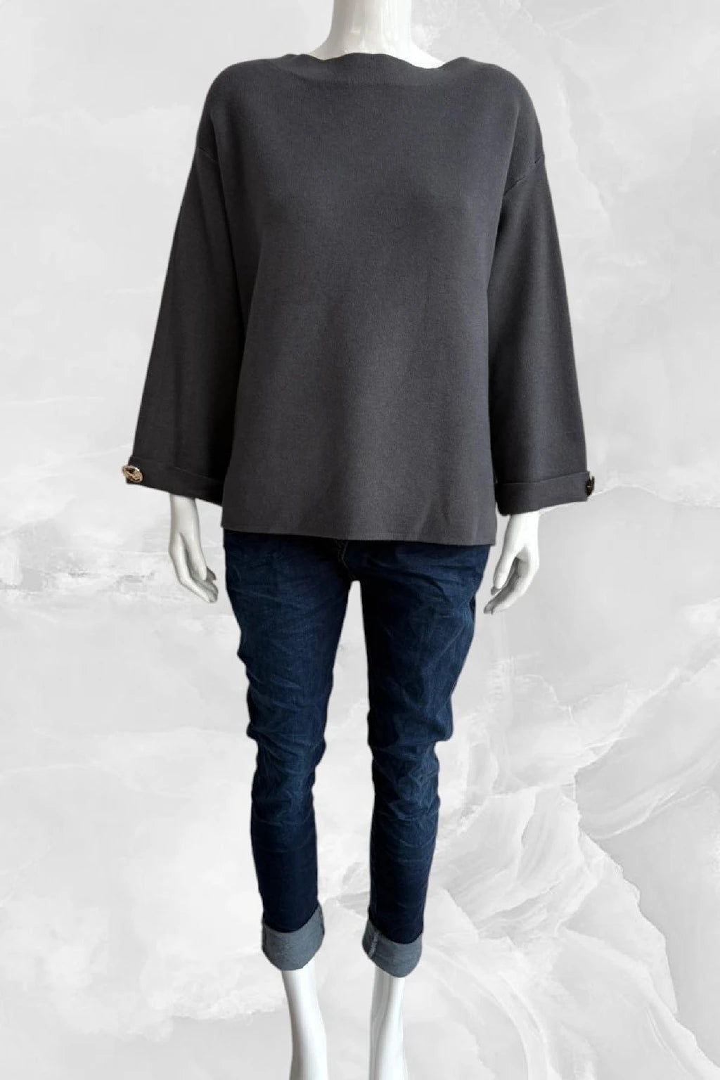 Women's Button Sleeve Soft Knit Lagenlook