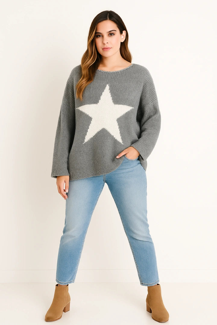 Made in Italy Wool Slouch Star Jumper