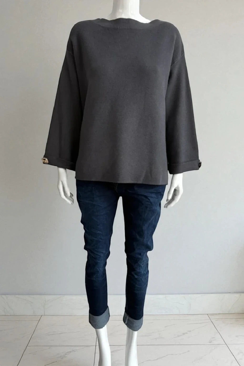 Women's Button Sleeve Soft Knit Lagenlook