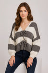 Wool Stripe Tie Front Cardigan