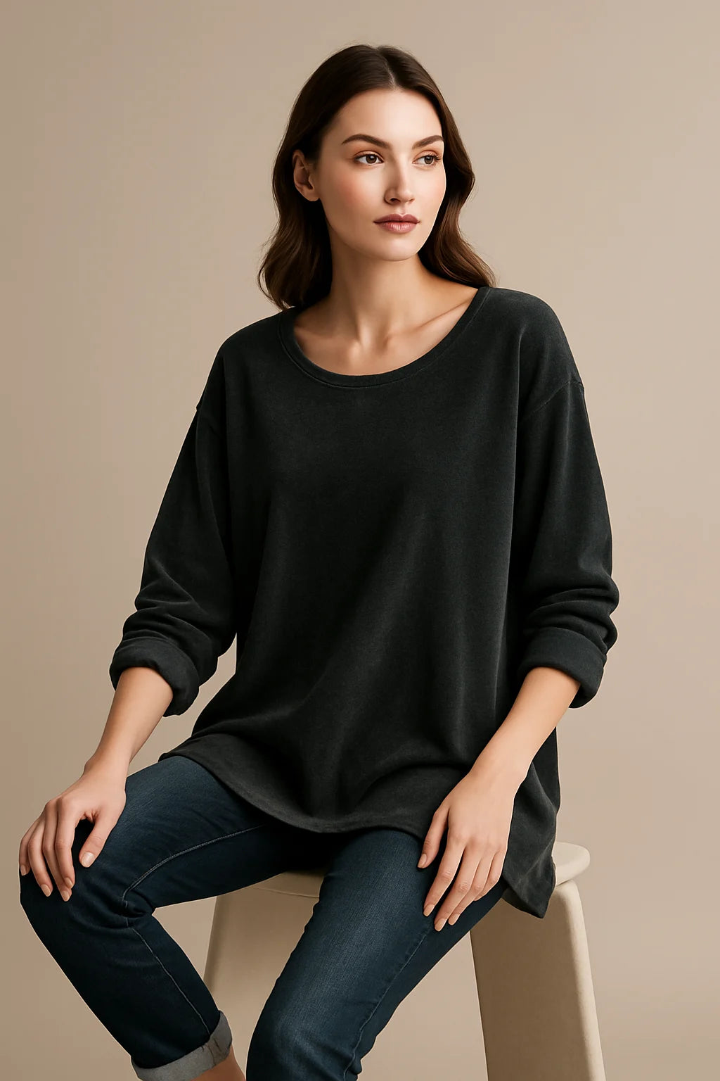 Made in Italy Terry Sweat High Low Top