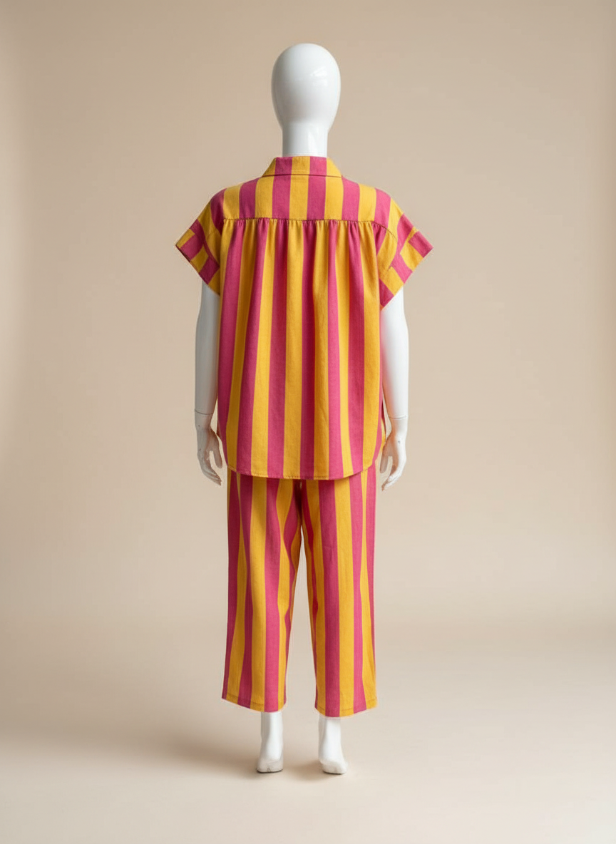 Stripe V Neck Short Sleeve Top
