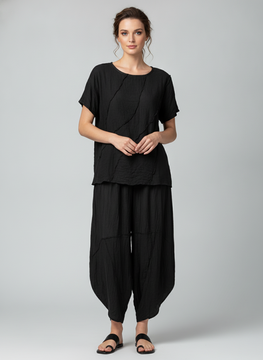 Made in Italy Pattern Barrel Leg Pant