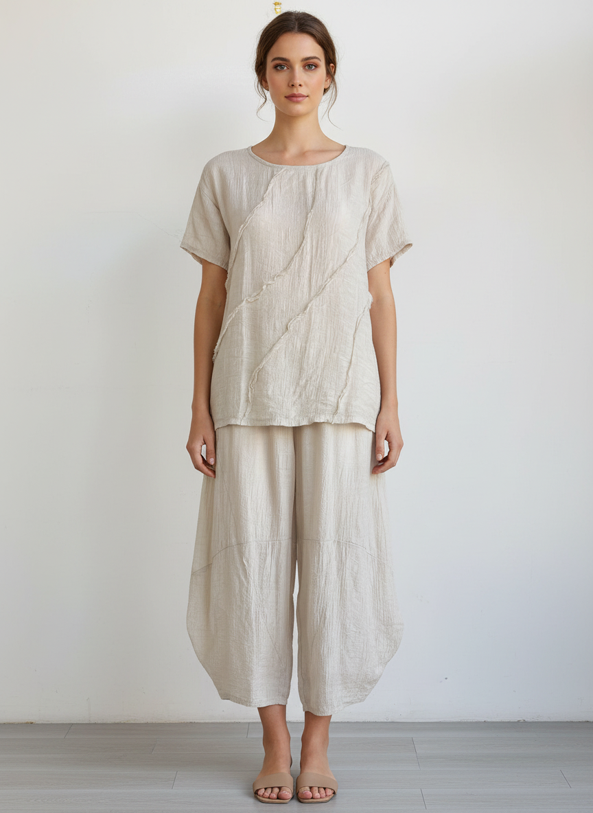 Made in Italy Pattern Barrel Leg Pant