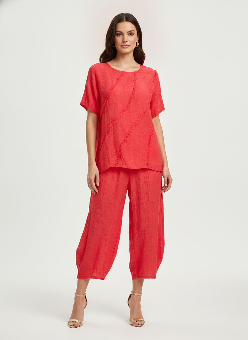 Made in Italy Pattern Barrel Leg Pant