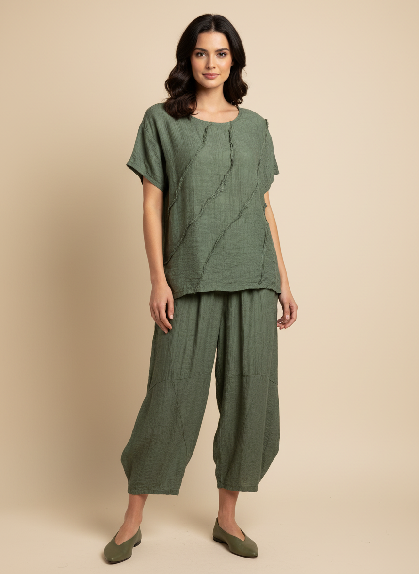 Made in Italy Pattern Barrel Leg Pant