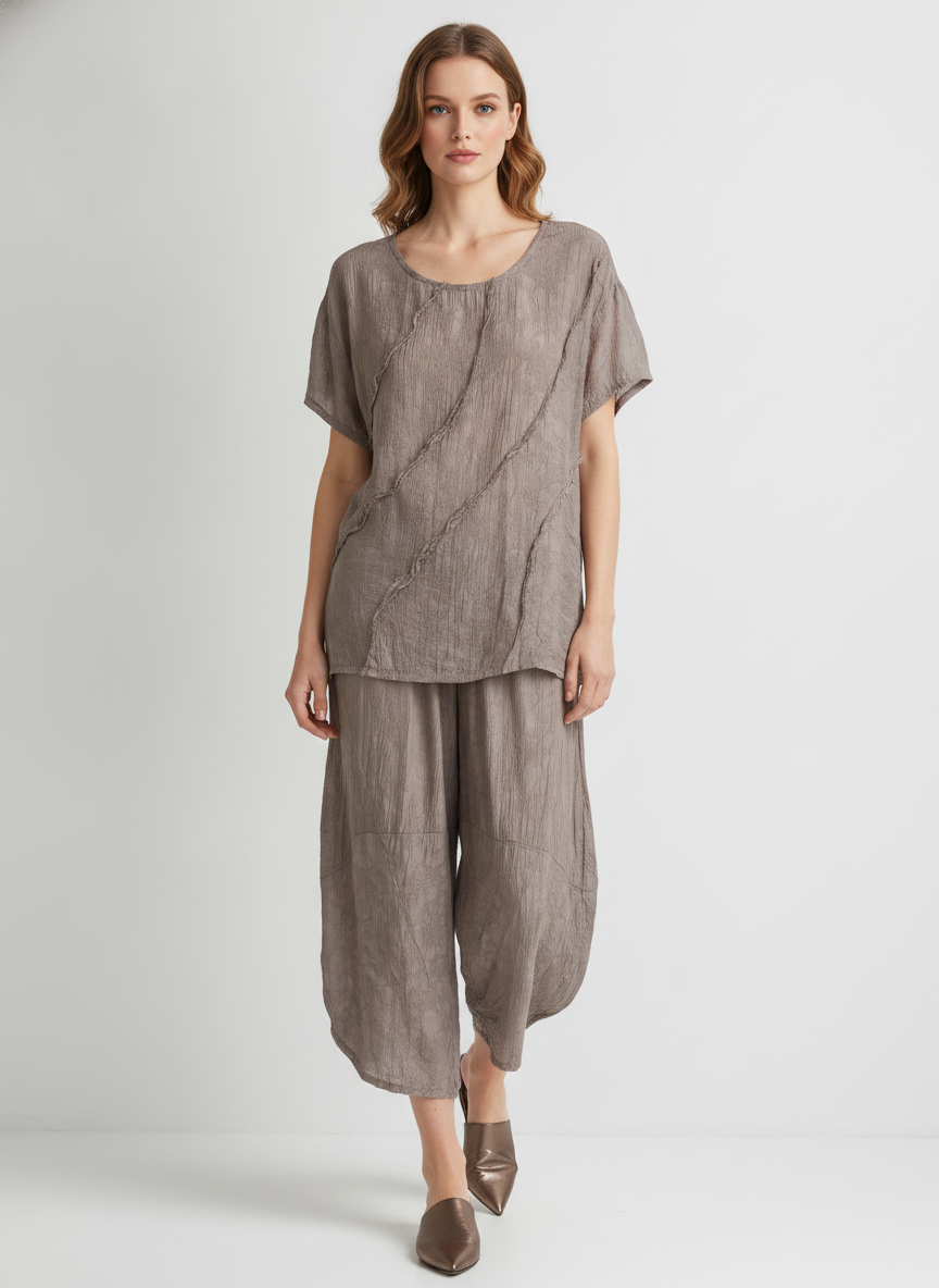 Made in Italy Pattern Barrel Leg Pant