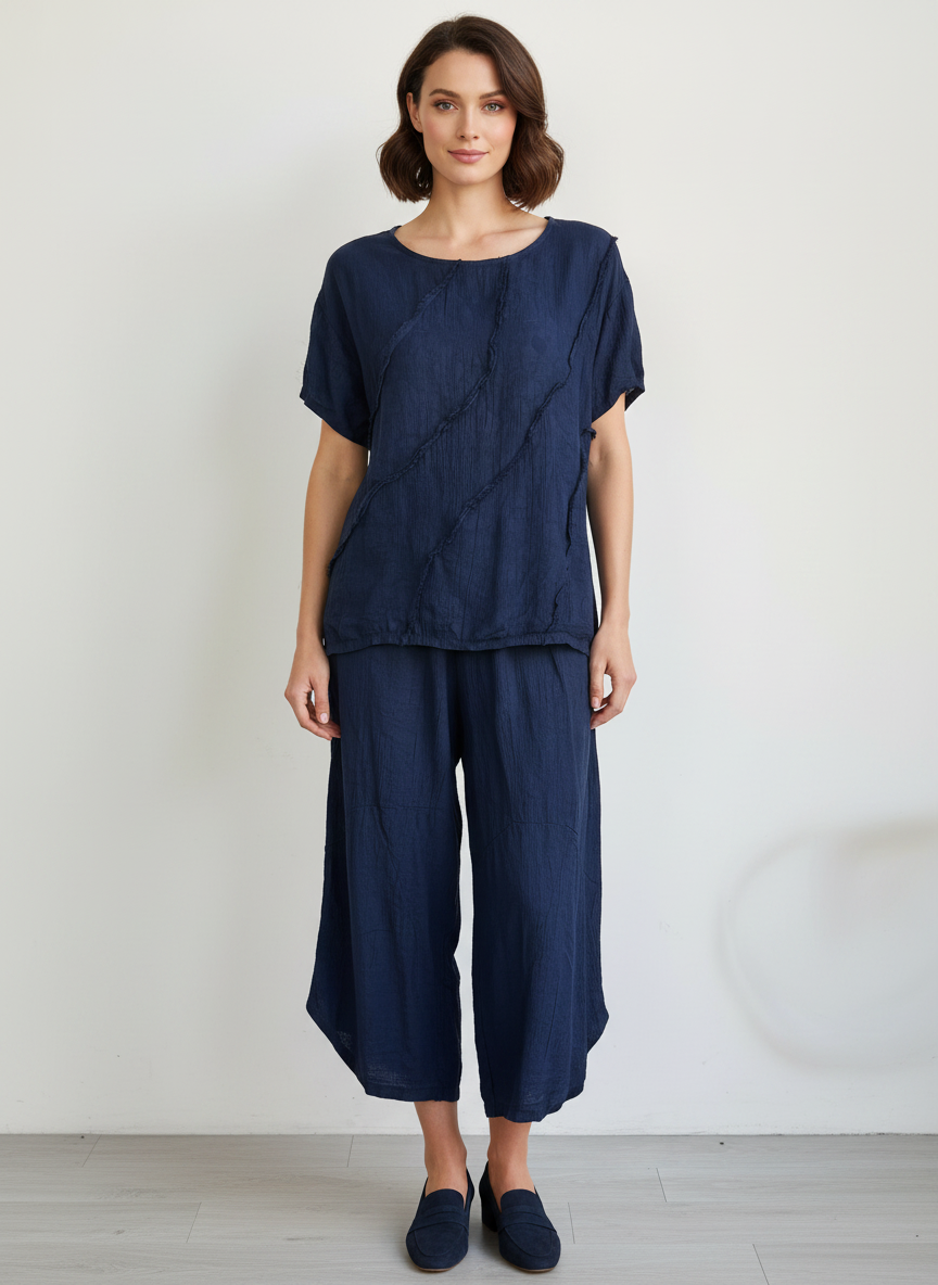 Made in Italy Pattern Barrel Leg Pant