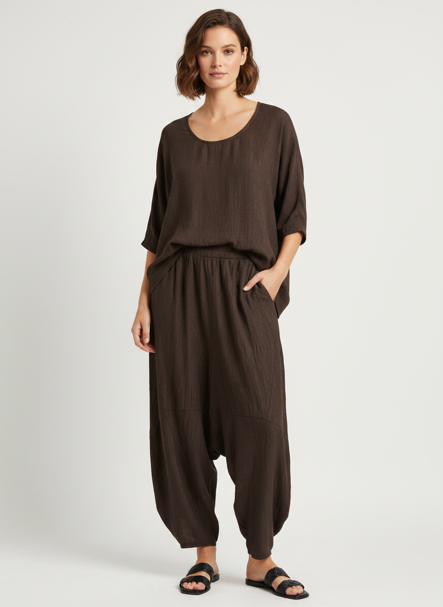 Made in Italy Pattern Barrel Leg Pant