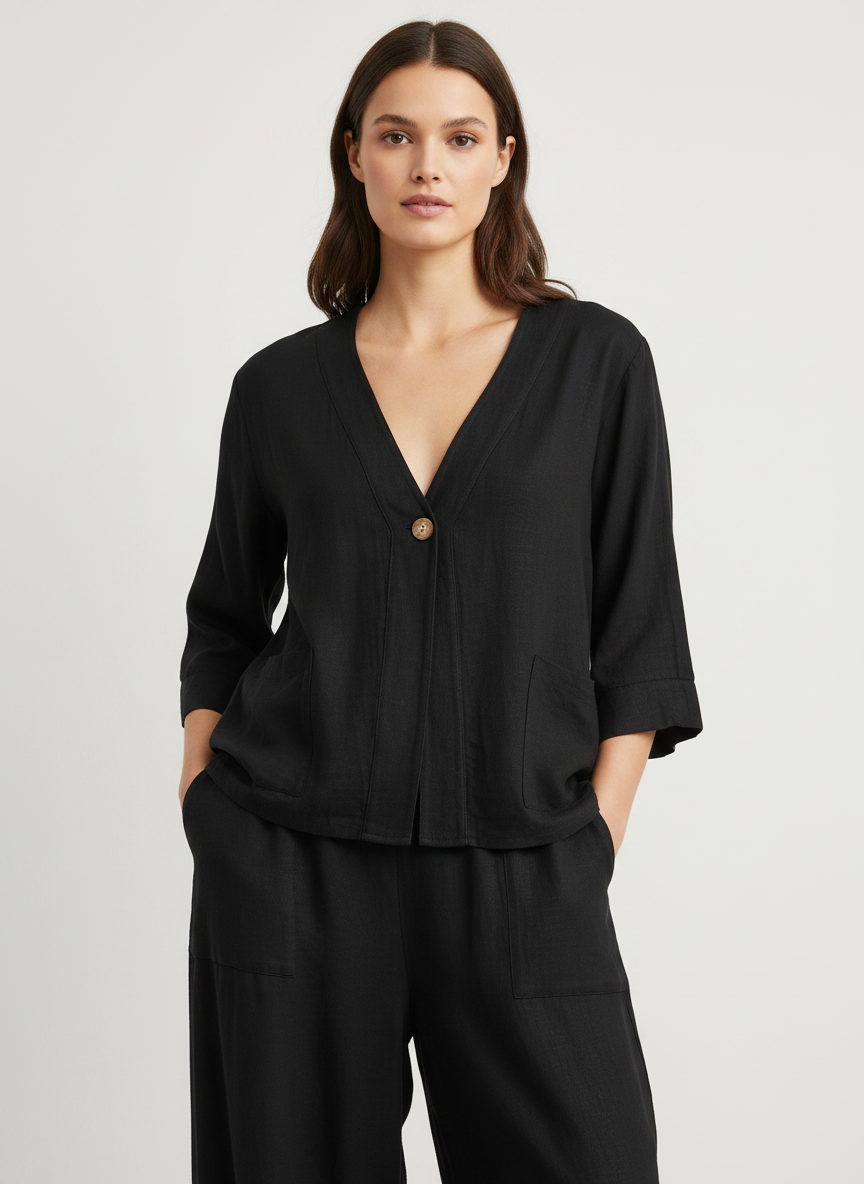 Linen One Button Jacket