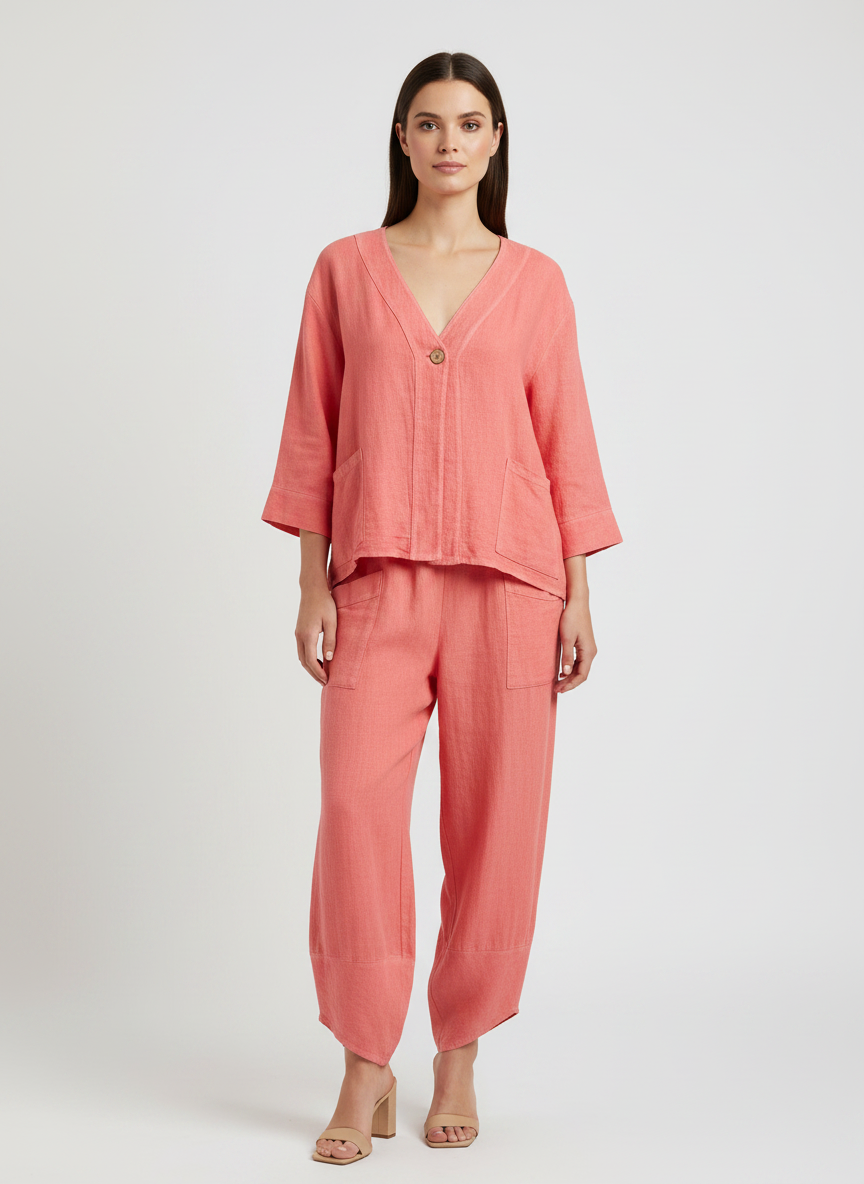 Linen One Button Jacket