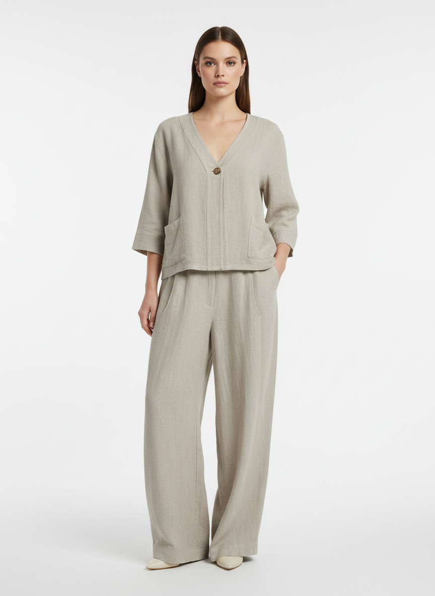 Linen One Button Jacket