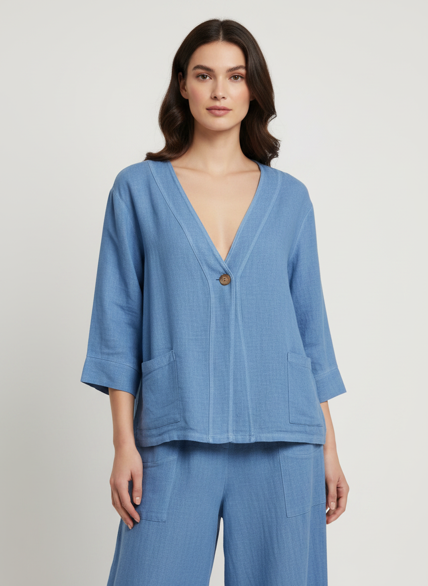Linen One Button Jacket