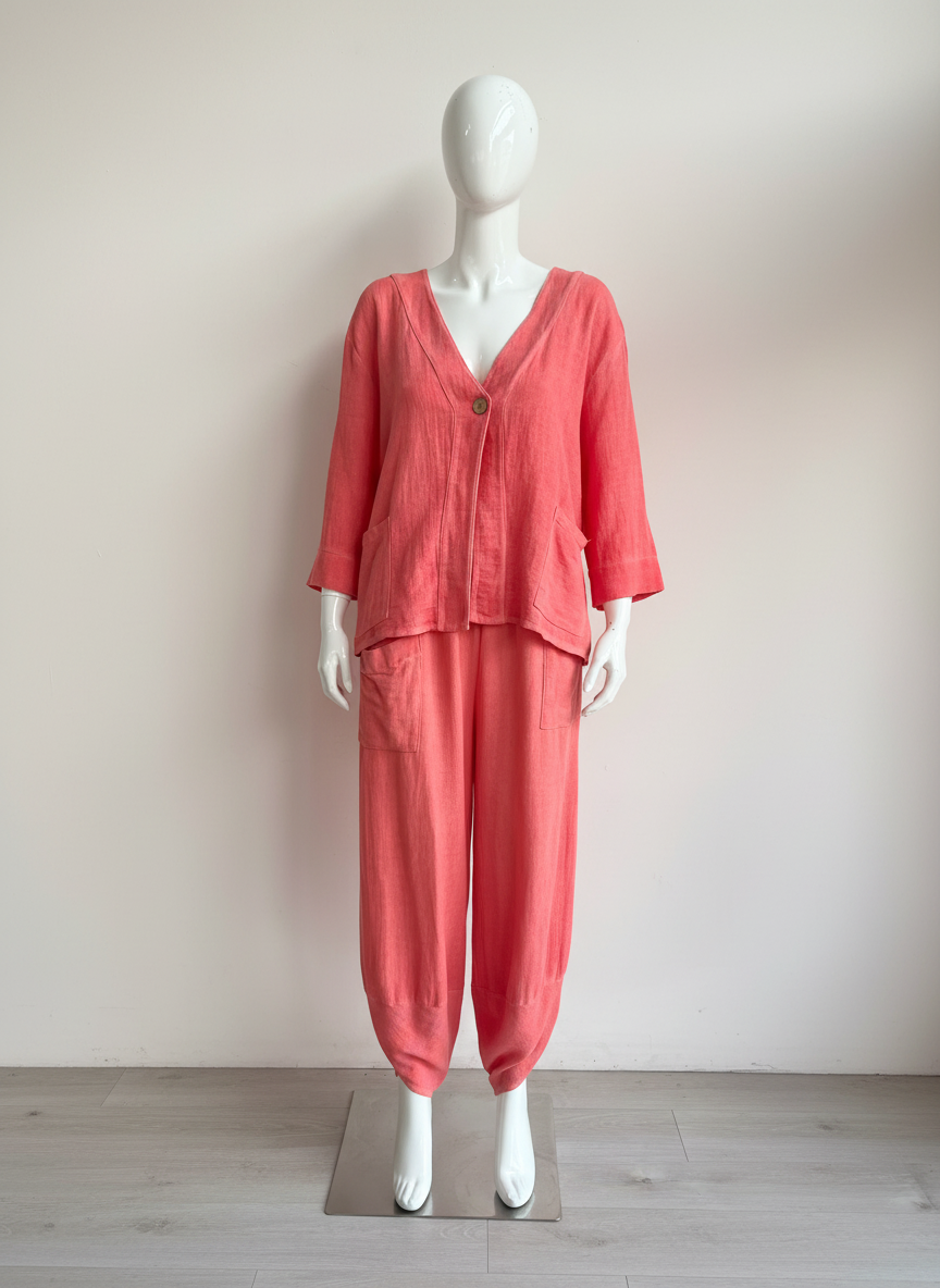 Linen One Button Jacket