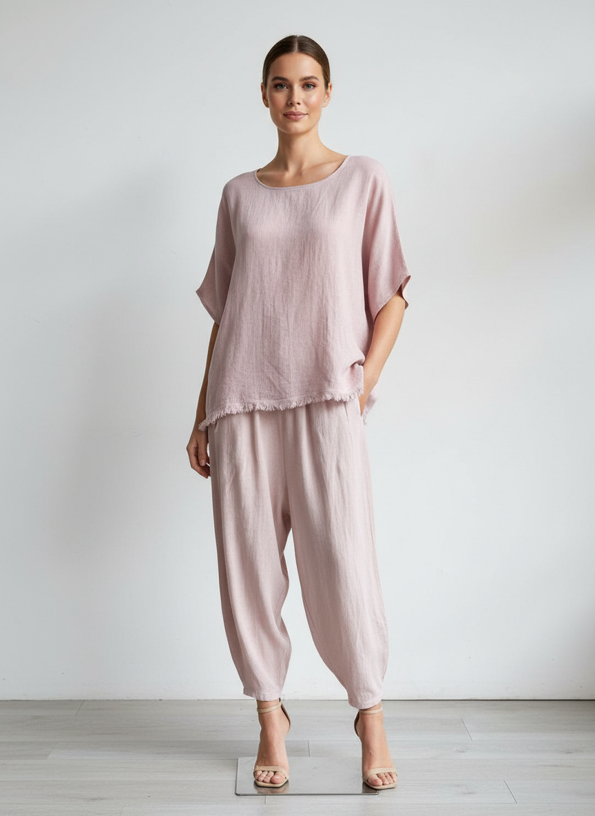 Linen Barrel Leg Cocoon Pant