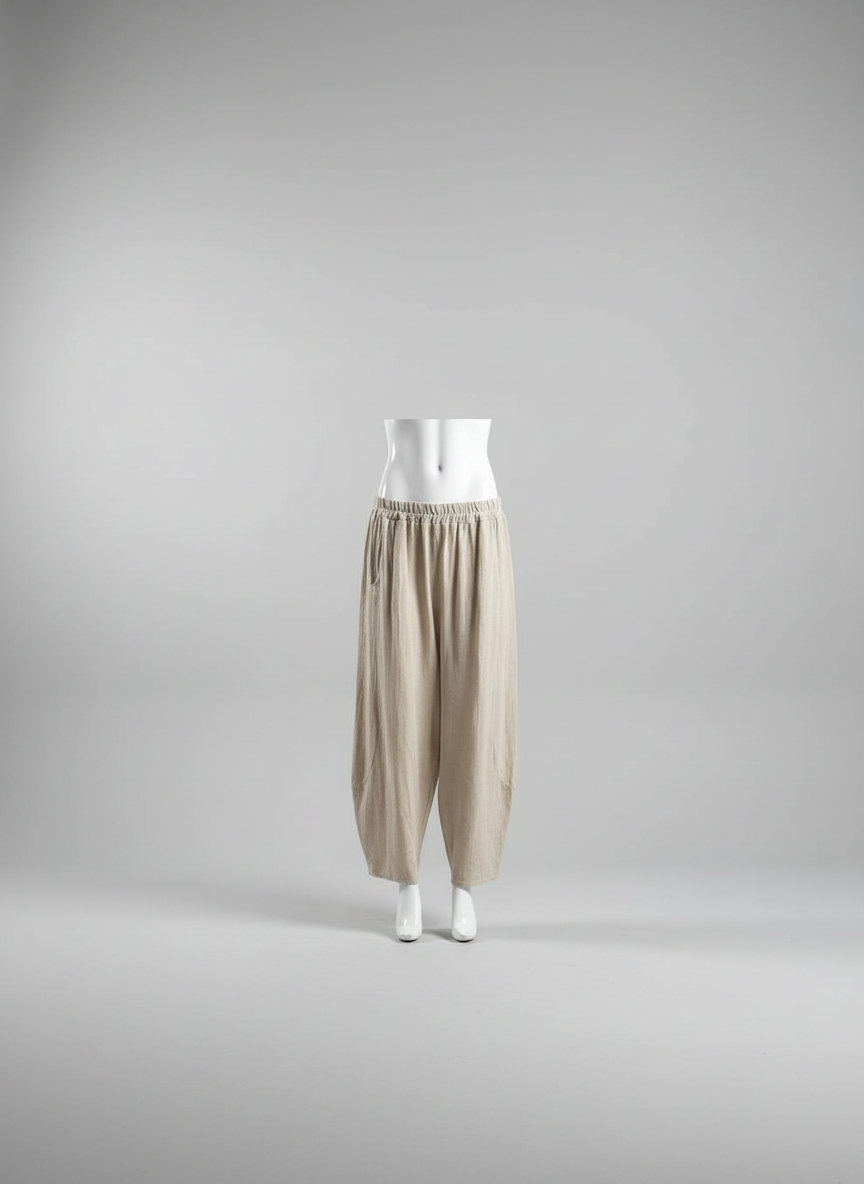 Linen Barrel Leg Cocoon Pant
