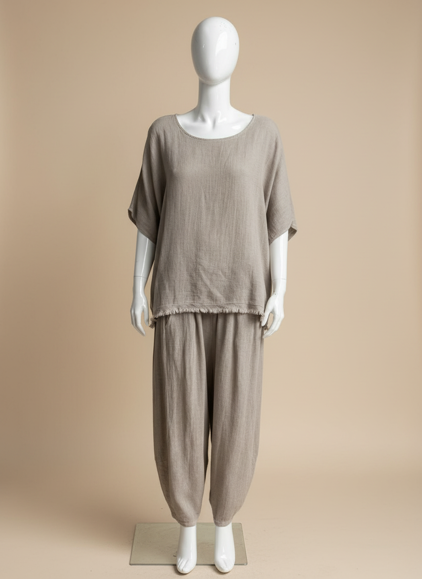 Linen Barrel Leg Cocoon Pant