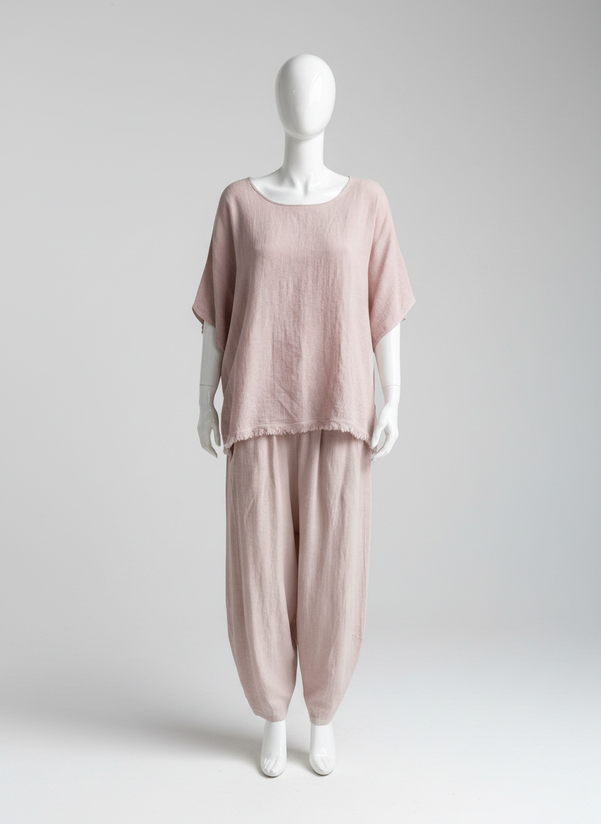 Linen Barrel Leg Cocoon Pant
