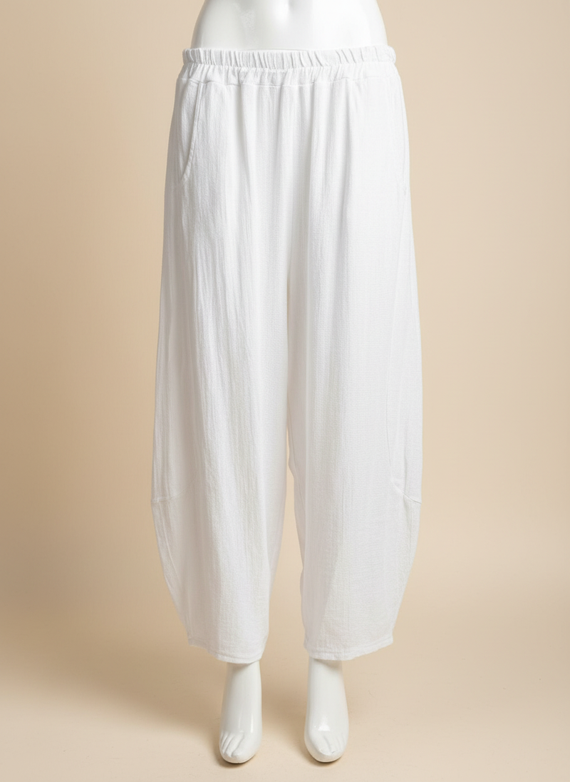 Linen Barrel Leg Cocoon Pant