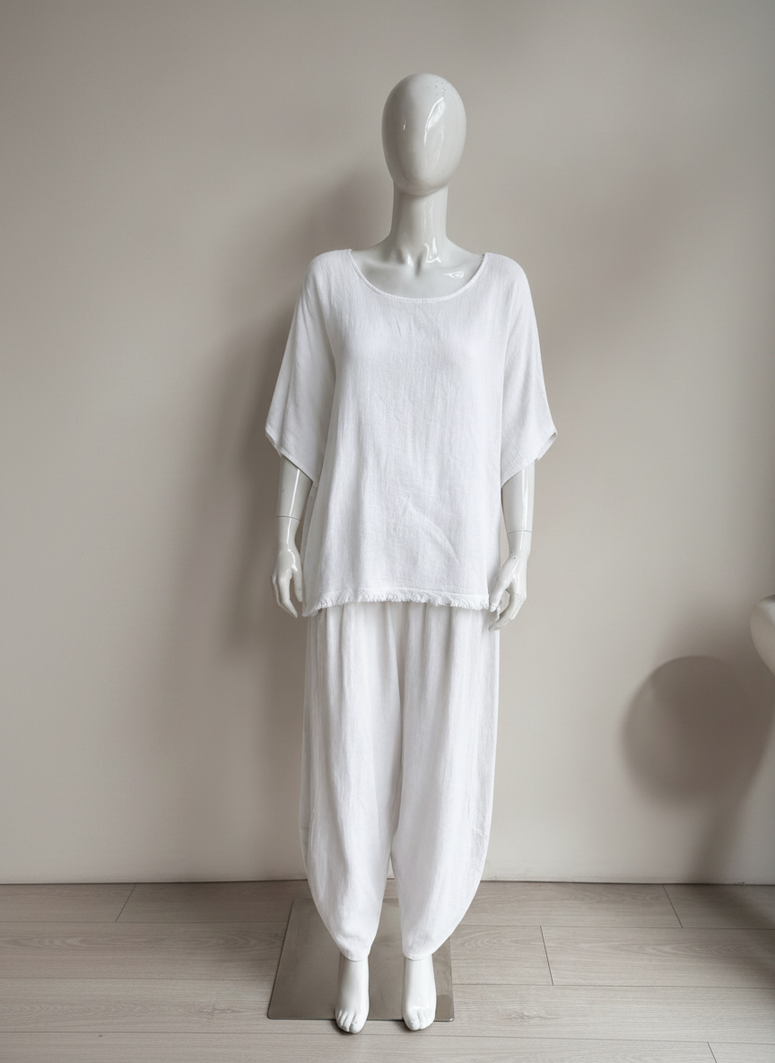 Linen Barrel Leg Cocoon Pant