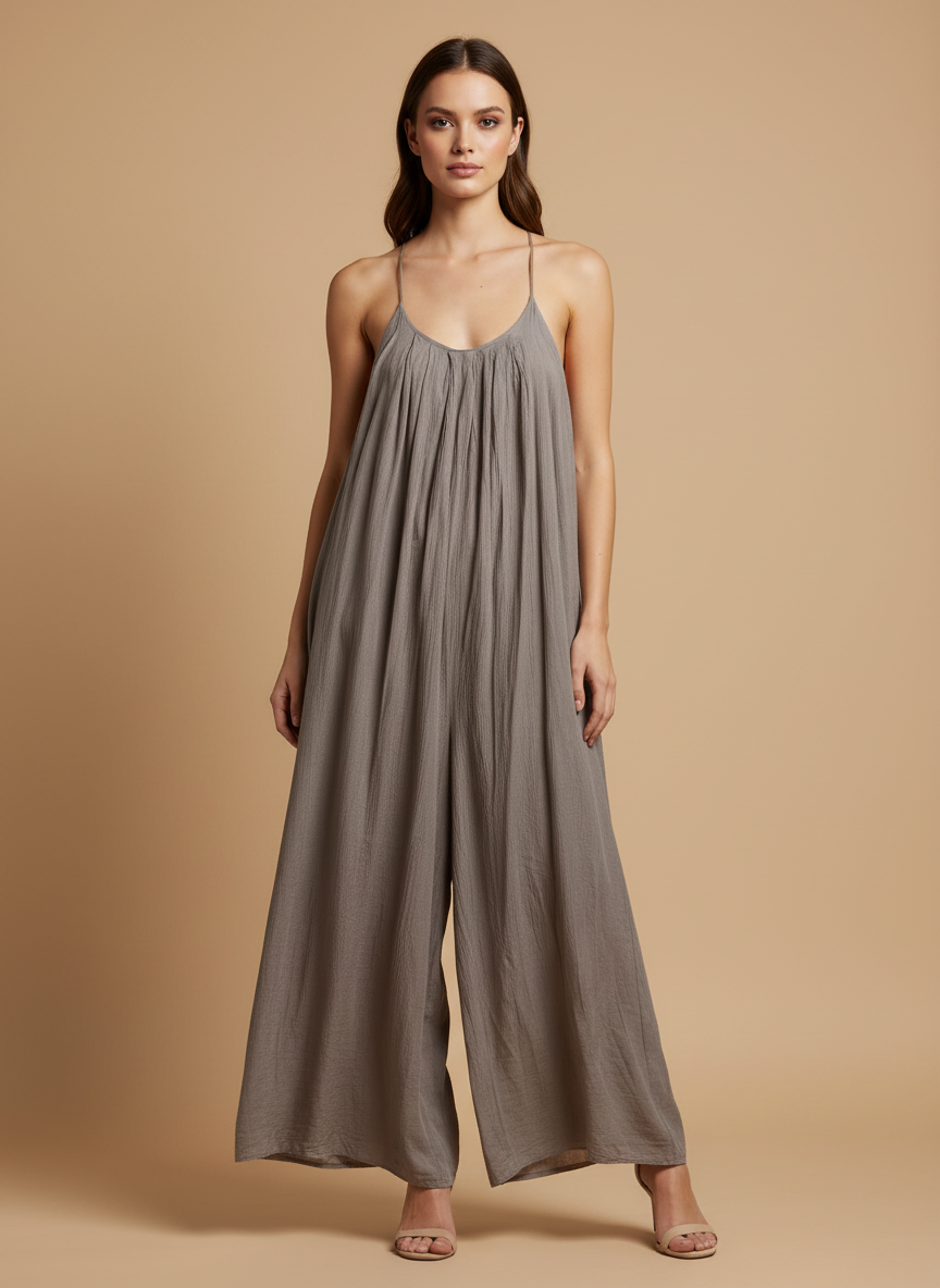 Cotton Pleat Neck Sun Dress Lagenlook