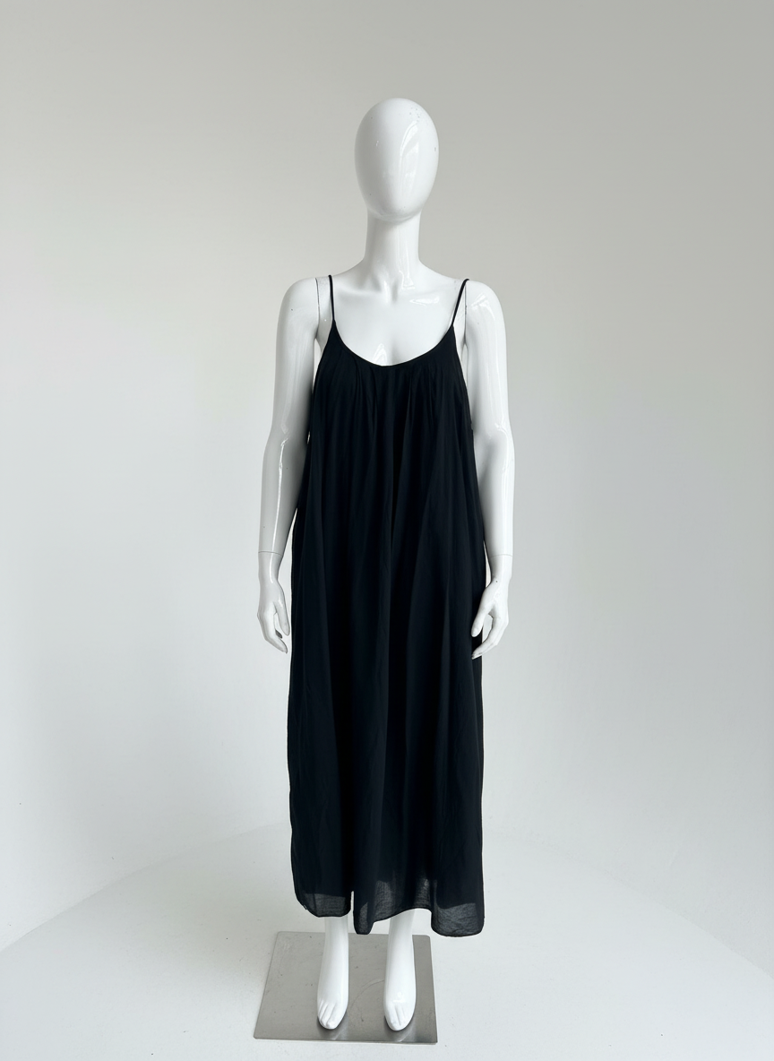 Cotton Pleat Neck Sun Dress Lagenlook