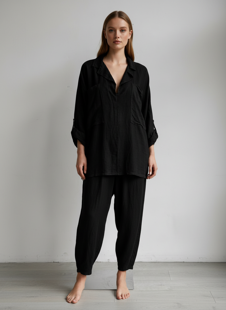 Made in Italy Linen V Neck Top
