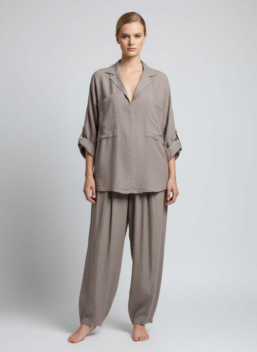 Made in Italy Linen V Neck Top