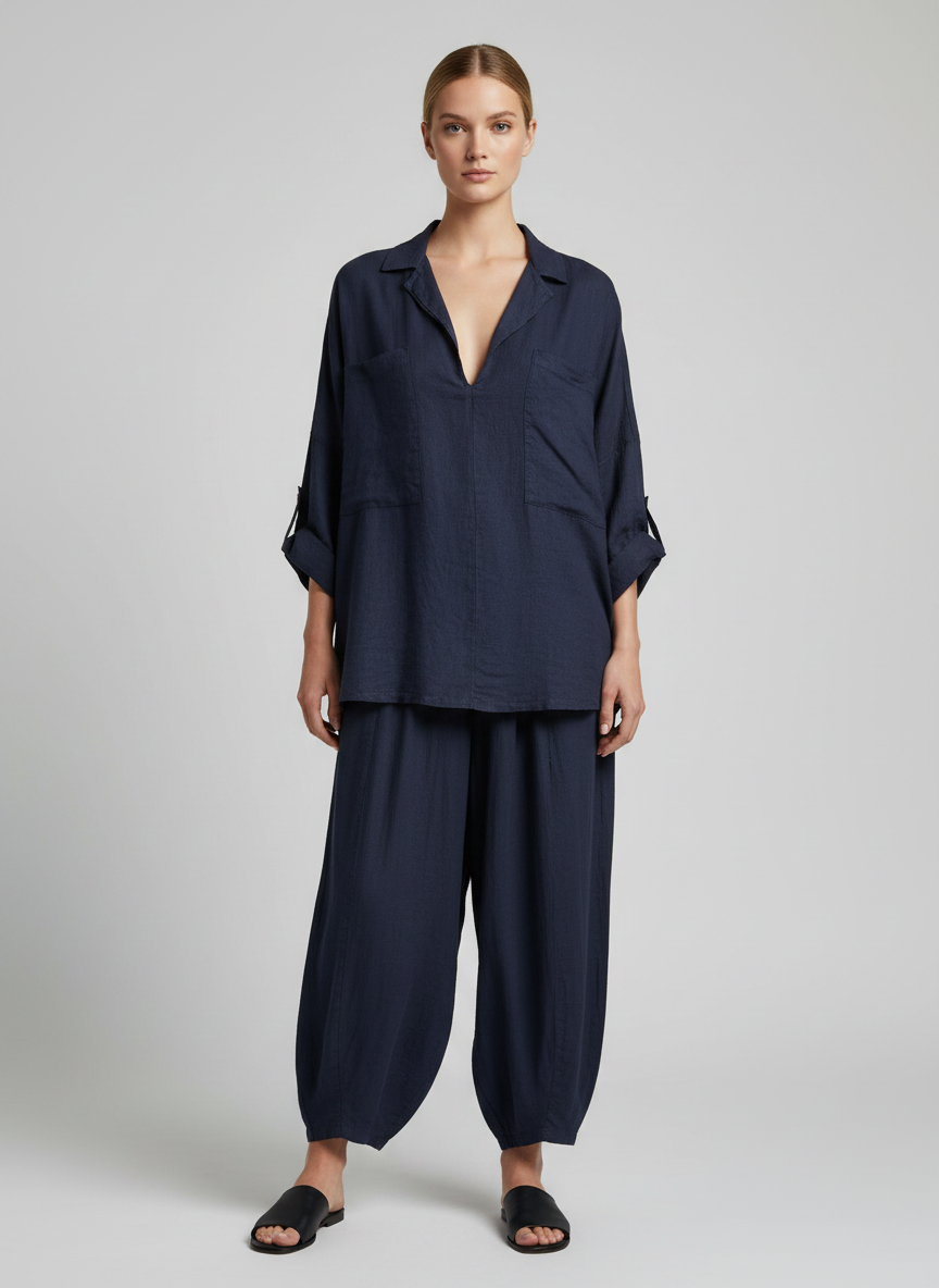 Made in Italy Linen V Neck Top