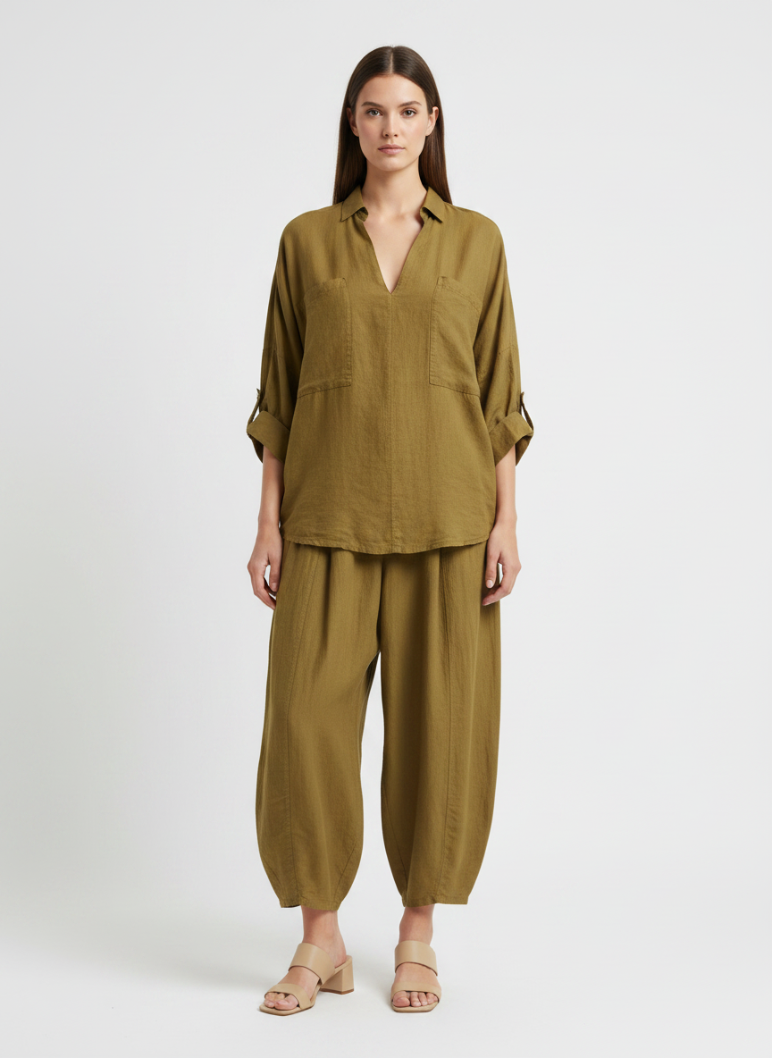 Made in Italy Linen V Neck Top