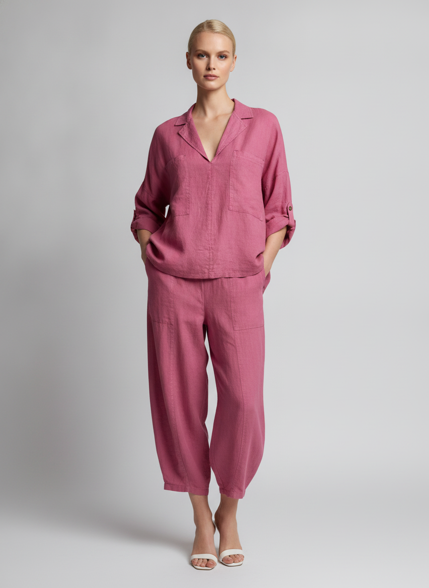 Made in Italy Linen V Neck Top