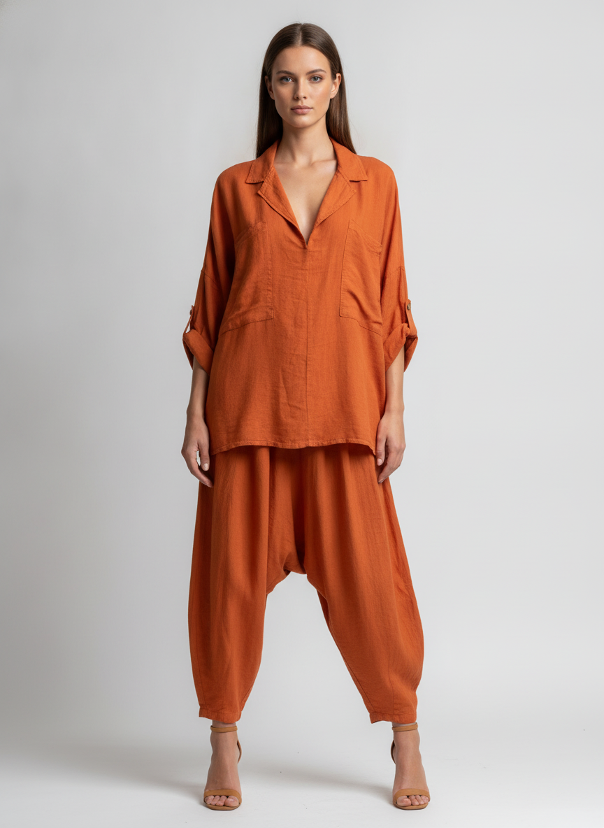 Made in Italy Linen V Neck Top